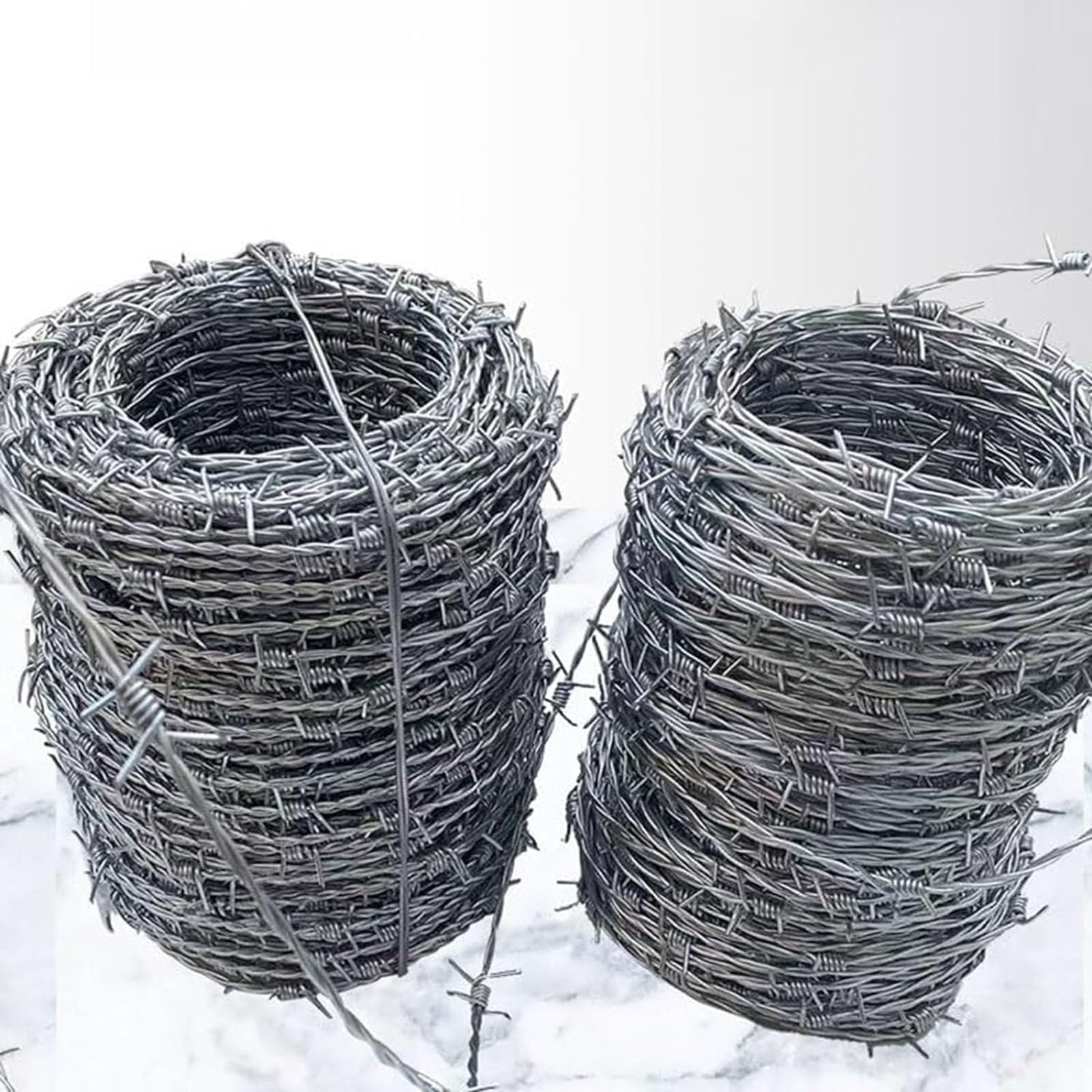 Rollo De Alambre De Púas para Valla, Alambre Galvanizado De Púas, Rollo De Valla De Seguridad Sin óxido para Jardín y Patio Trasero (50m)