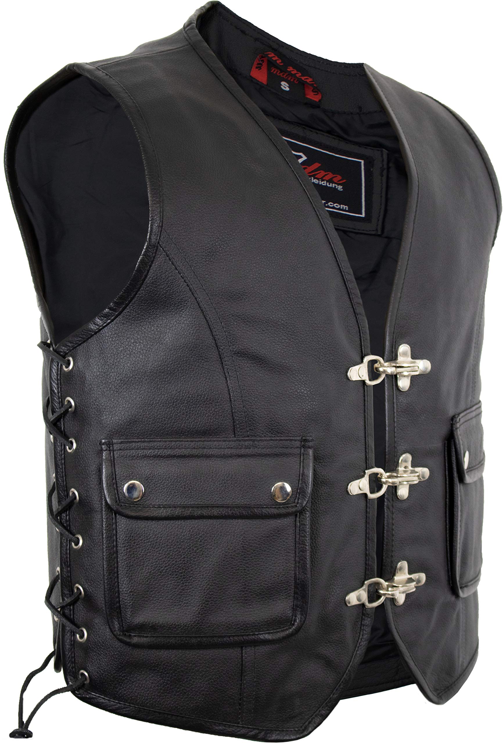 gilet in pelle, tasche applicate (S)