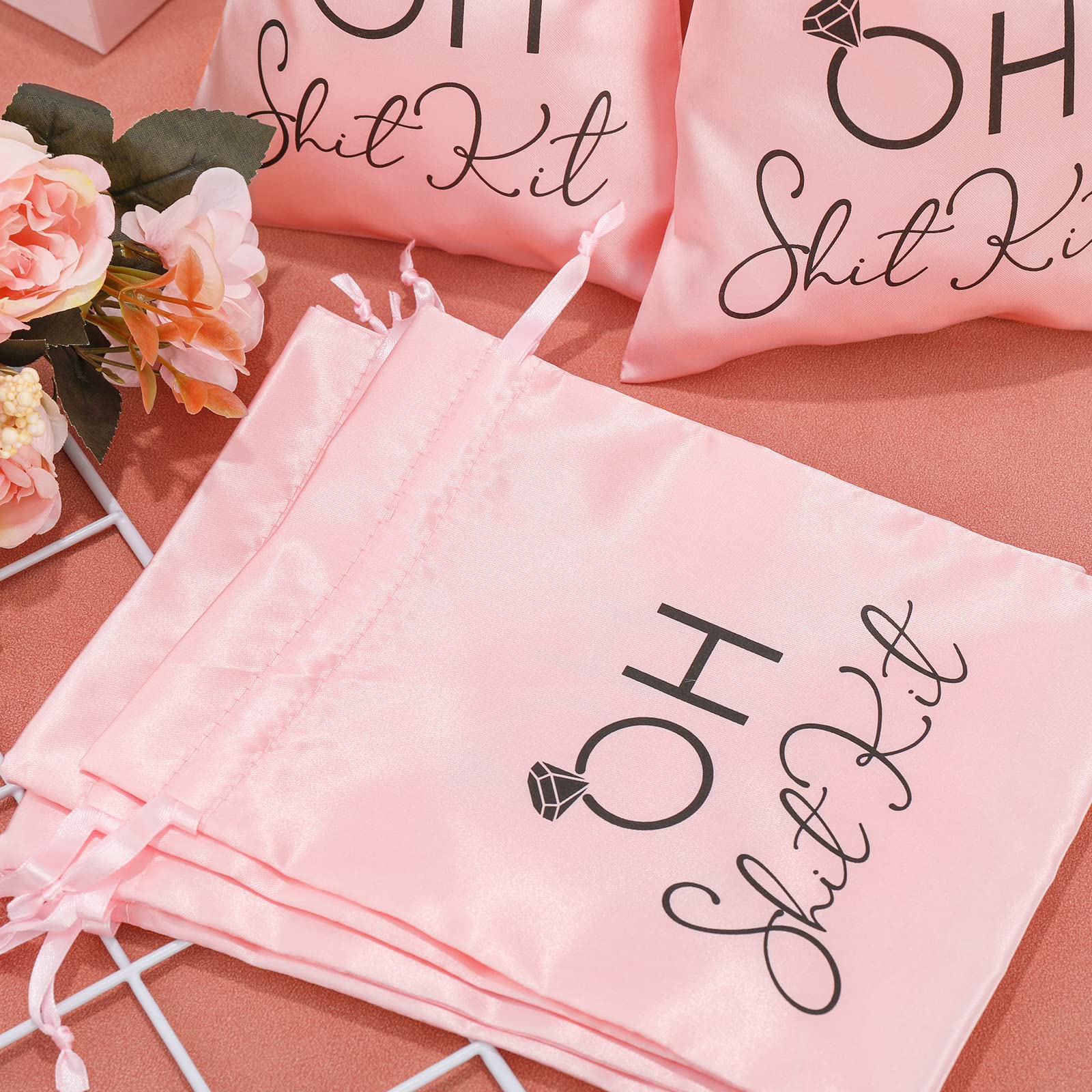 NICENEEDED Lot De 10 Sacs Kit Gueule De Bois Mariage Rose 5x7" - Pochettes Cadeaux Avec Cordon Pour Enterrement De Vie De Jeune Fille