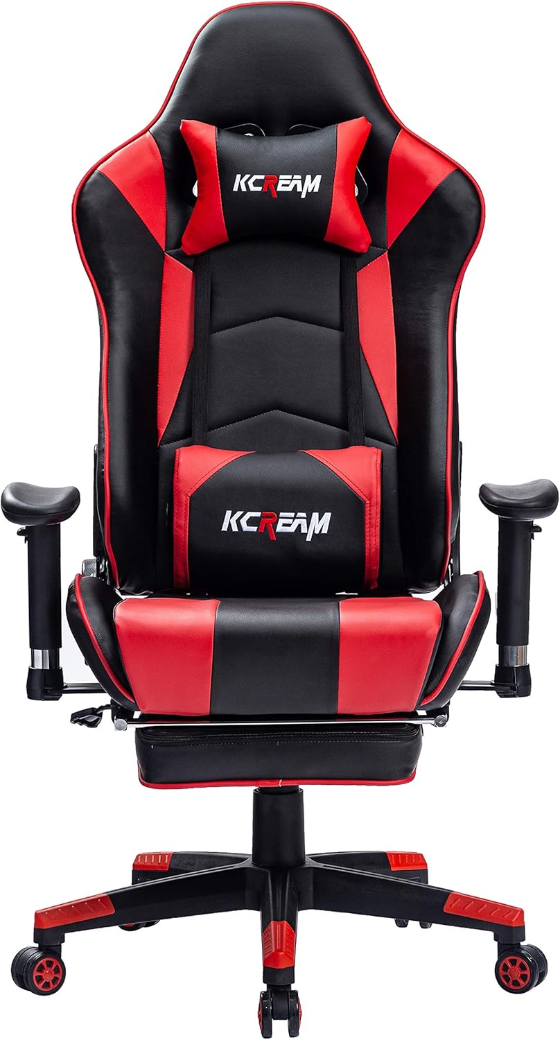 Amazon.co.jp KCREAMゲーミングチェア 快適なオフィスチェア ランバーサポート (Red) ホーム＆キッチン