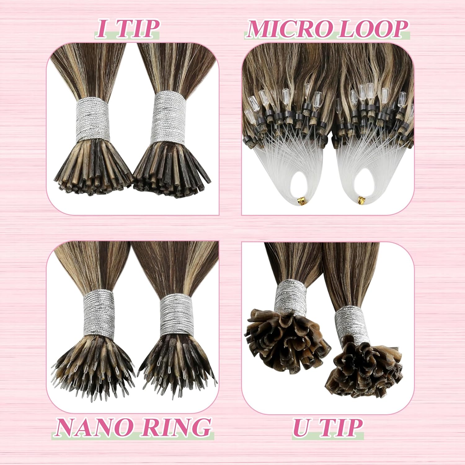  U Tip Hair Extensions Human Hair Brown with Blonde Highlight Utip Hair Extensions Human Hair Brown Ktip Human Hair Extension Highlight Hair Extension U Tip for Women 14 Inch 40g 50 Strands thumbnail
