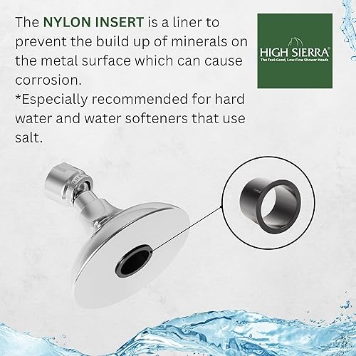 Miniatura 10 de Alcachofa de ducha de metal de alta sierra. Hermosamente diseñado para baños de lujo. Impresionante acabado de níquel cepillado. 1,5 GPM.
