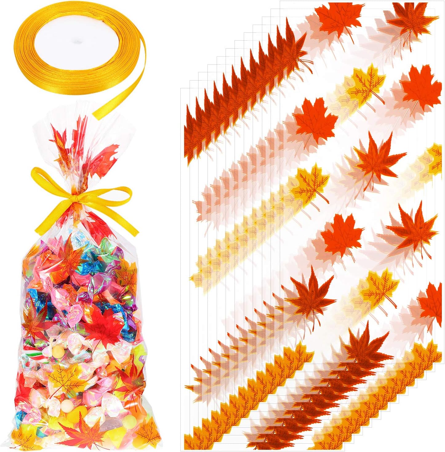 Halloween Gift Bags Fall Thanksgiving Treat Bags Set Of 50, Thanksgiving Goodie Bags, Fall Halloween Candy Bags