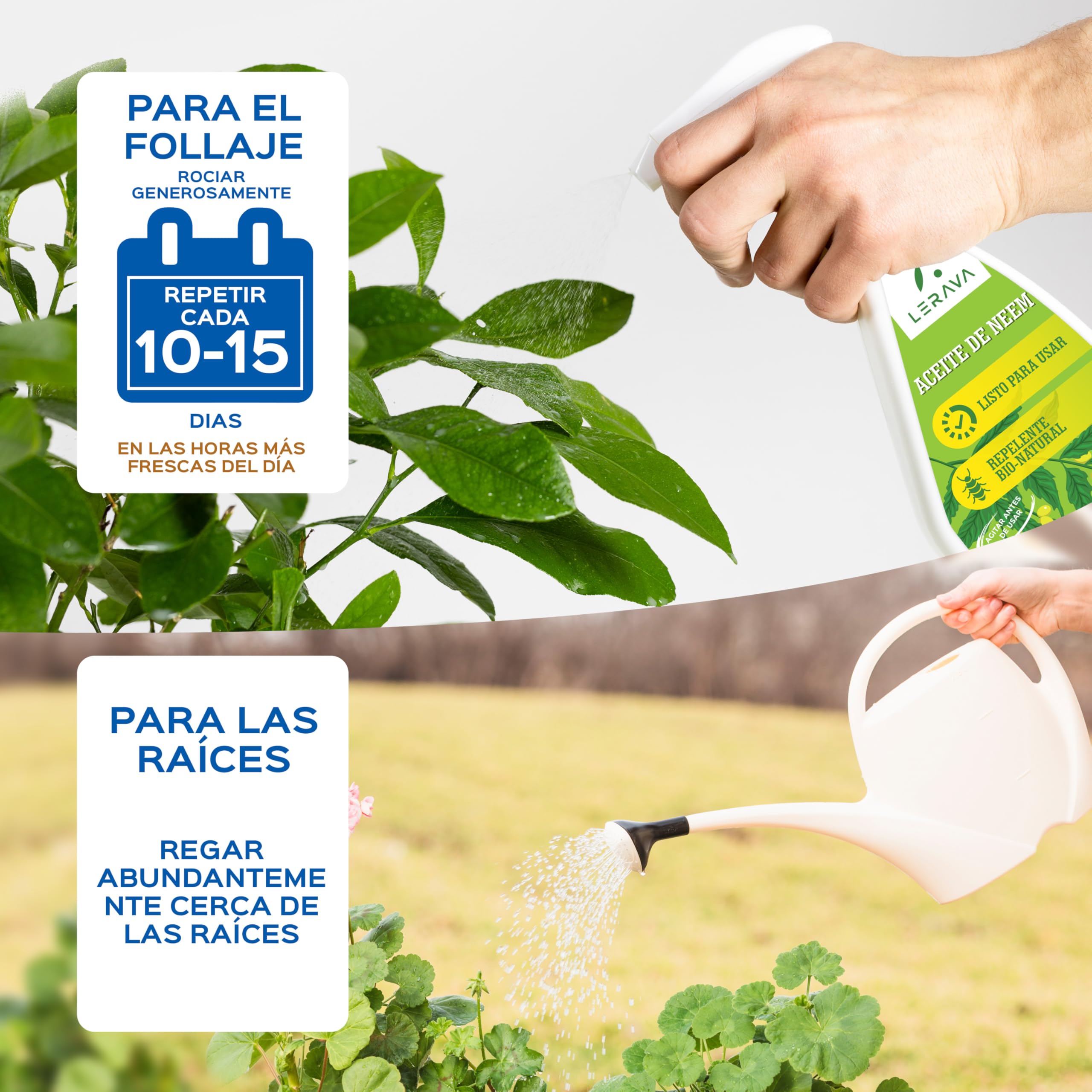LERAVA Aceite de Neem (700 ml) - Repelente natural para plantas - Emulsionable en agua para hojas y suelo - Protección eficaz contra plagas y mejora del crecimiento saludable