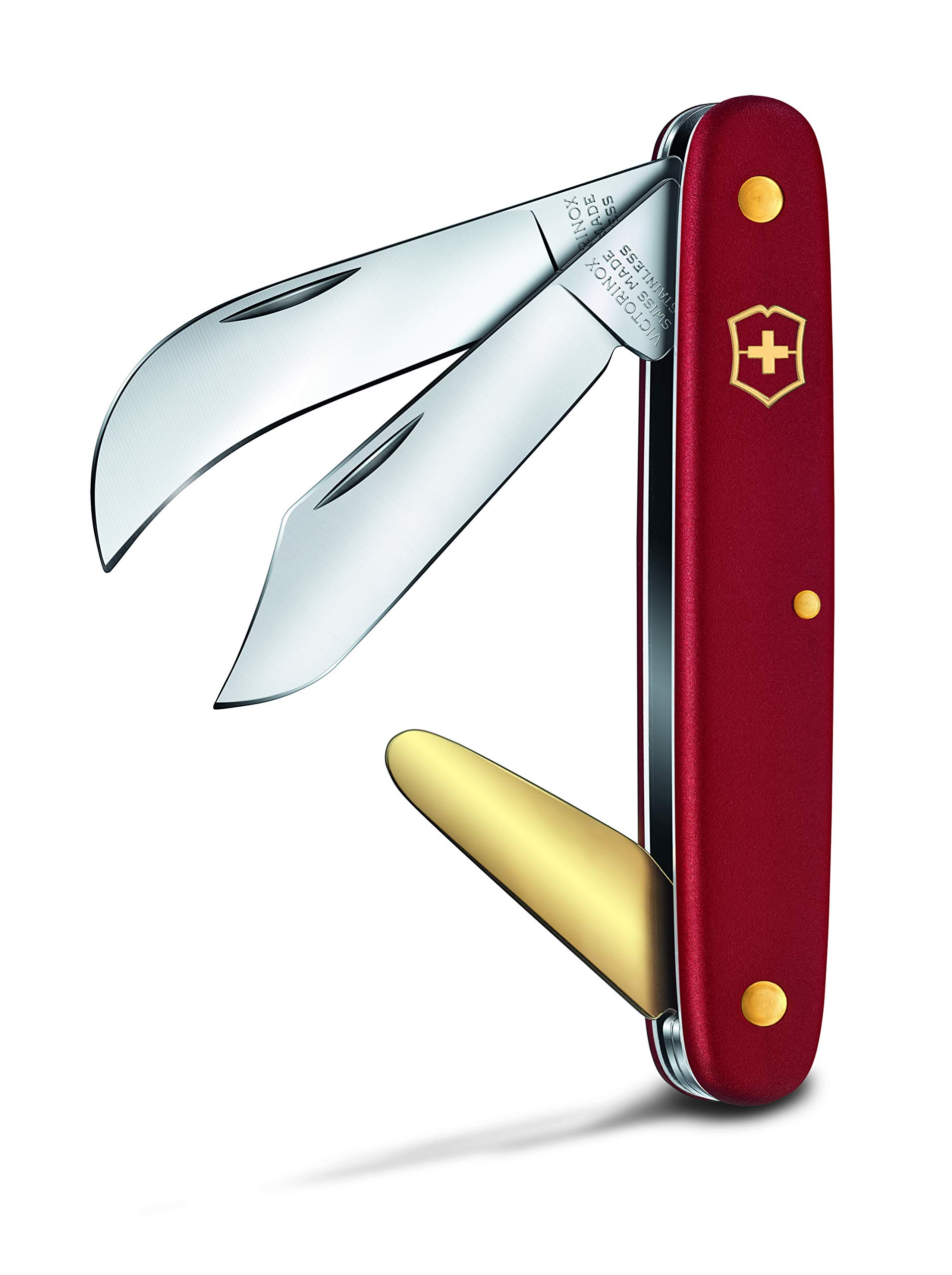 Budding- and Pruning Knife 3, Swiss Army Pocket Knife, Small, Garden, Multi Tool, Blade, curved, Blade, pointed tip, Red