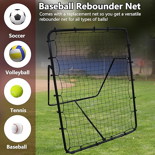 Miniatura 4 de Red de lanzamiento de béisbol y red de rebote de repuesto, con objetivo de zona de golpe de 9 agujeros, redes de equipo de entrenamiento de béisbol