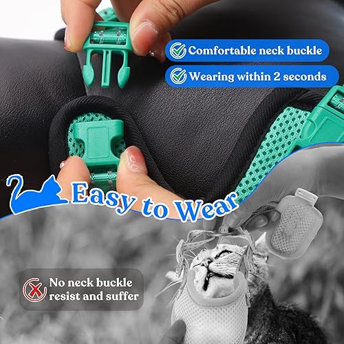 Miniatura 3 de Supet Arnés para gatos y correa para caminar a prueba de escape, arnés ajustable para gatos, arnés para gatos pequeños de fácil control para gatitos