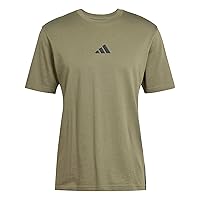 adidas Homme Essential Three Stripes Single Jersey Tee, Olive Strata/Black