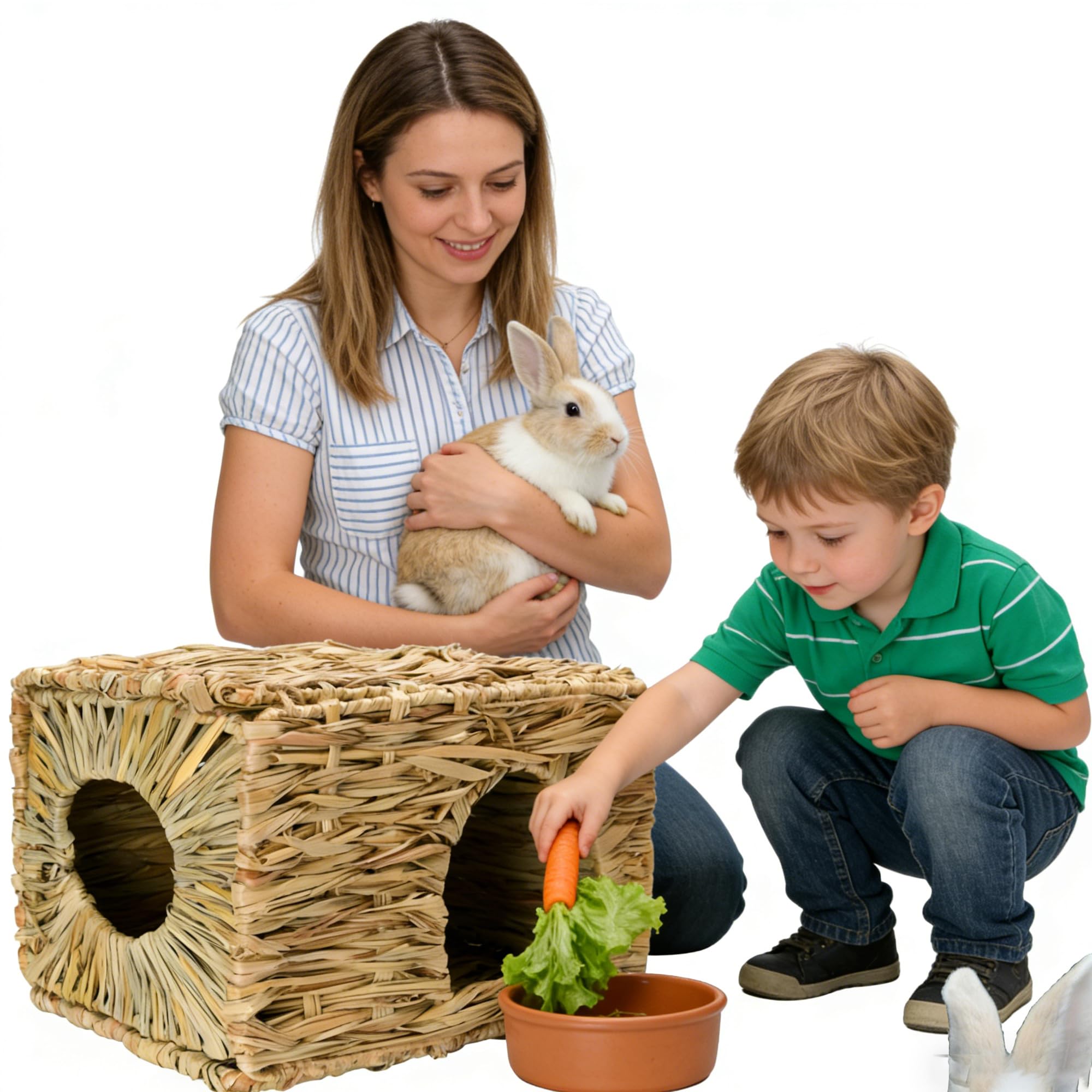 Folding Straw House, Rabbit Grass House, para Rabbit Guinea Chinchilla Hurón, Multi-Utilidad, Comestible, No tóxico, Chew Toy para animales pequeños