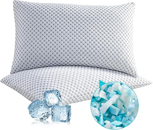 Miniatura 9 de SAPHREAS Almohadas de cama refrescantes tamaño King para dormir, almohadas de espuma viscoelástica trituradas de hotel de lujo para dormir boca