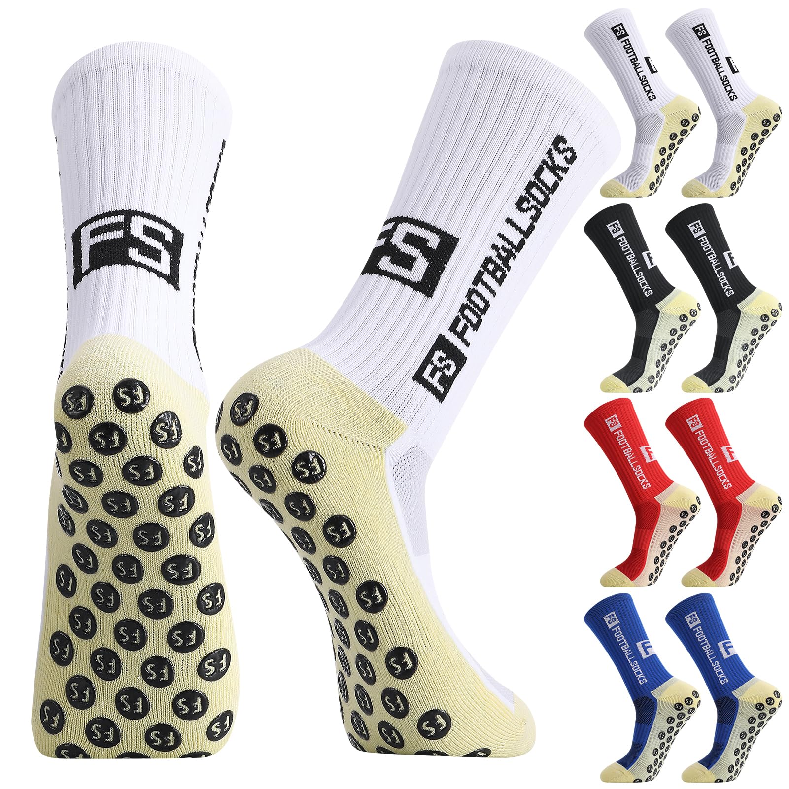 Utensilsto 4 paia di calzini da calcio da uomo e bambino, calzini da calcio 35-39 40-44, antiscivolo, antiscivolo, per calcio, basket, corsa, rugby tennis
