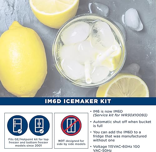 Miniatura 3 de General Electric refrigerador IM6D con juego de máquina de hielo, color blanco.