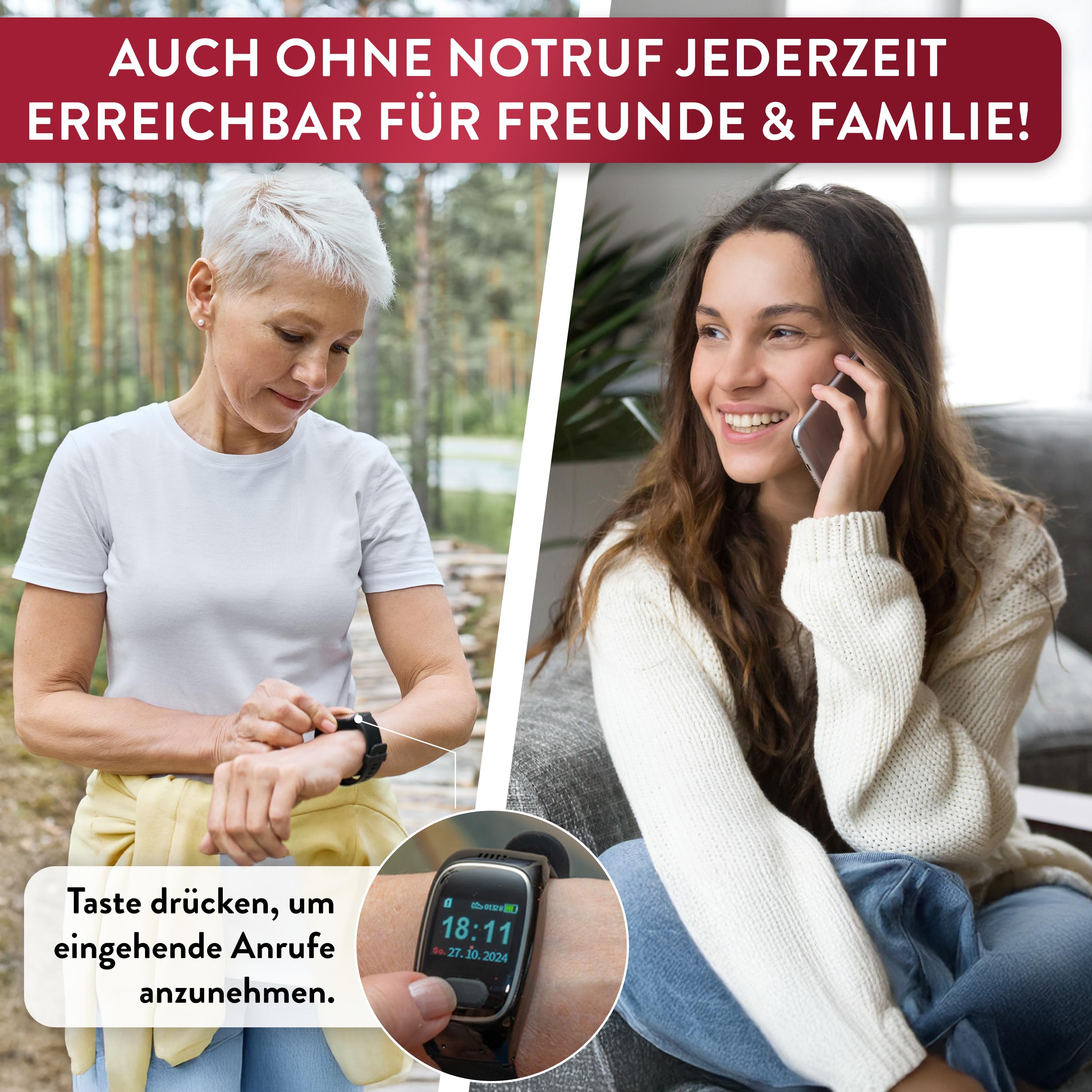 tellimed Solino PRO 4G GPS Senioren Notruf Uhr mit Telefonfunktion, SIM Slot & ohne ABO - Einfache Bedienung & maximale Sicherheit - Seniorenuhr mit Notrufknopf für Senioren & Erwachsene