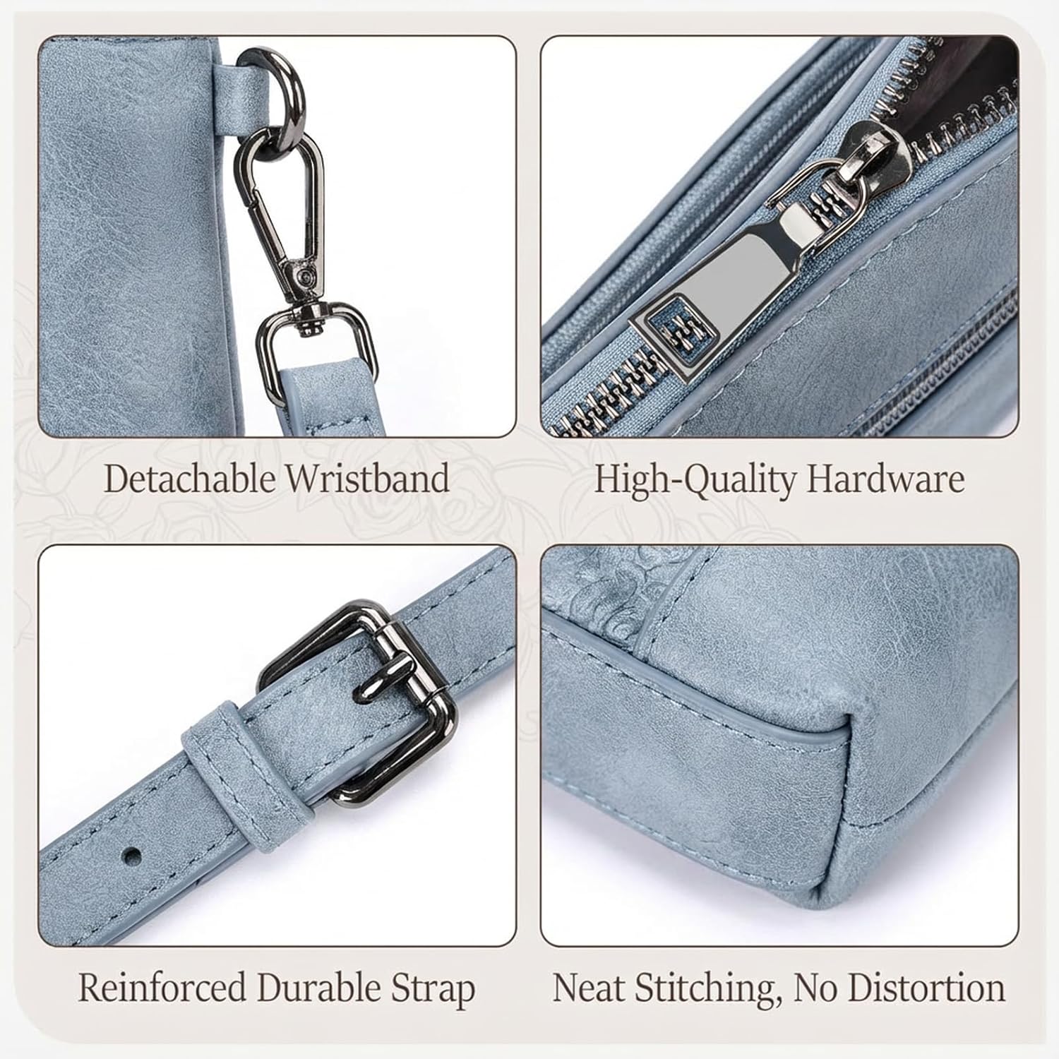 MEITRUE Wristlet Wallet Small Crossbody Bags for Women Clutch Purse Leather Phone Purse with Adjustable & Detachable Strap
