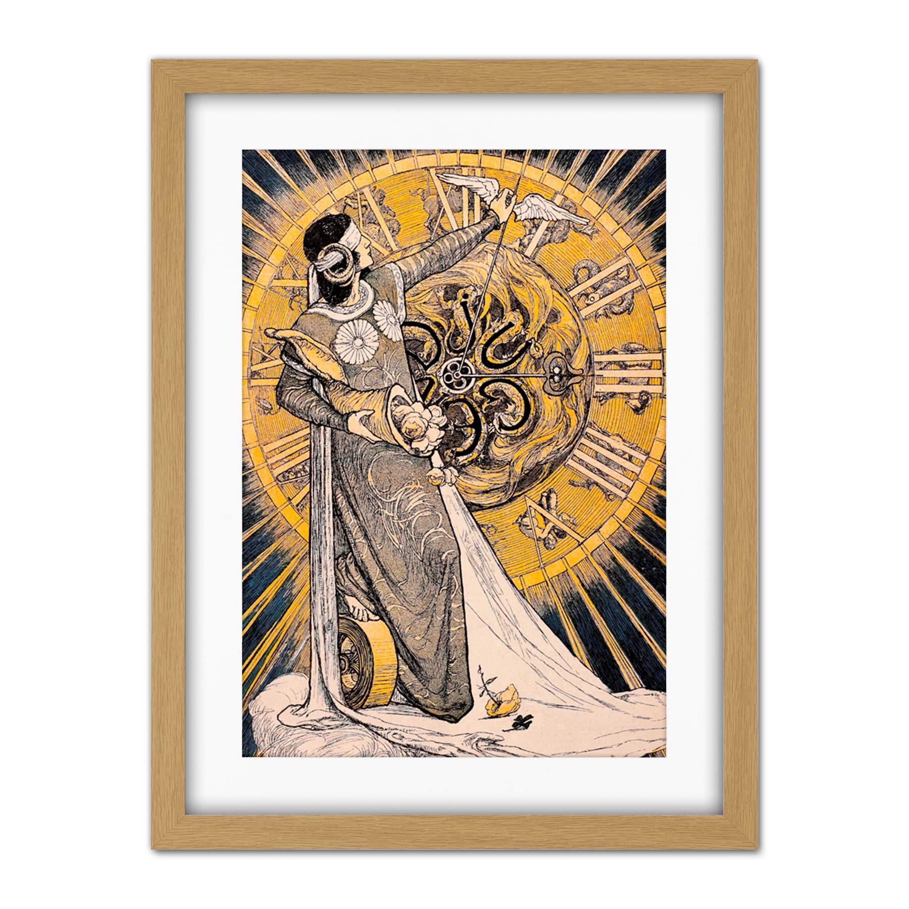 Wee Blue Coo Magazine Cover Jugend Clock Nouveau Artwork Framed Wall Art Print 18X24 Inch