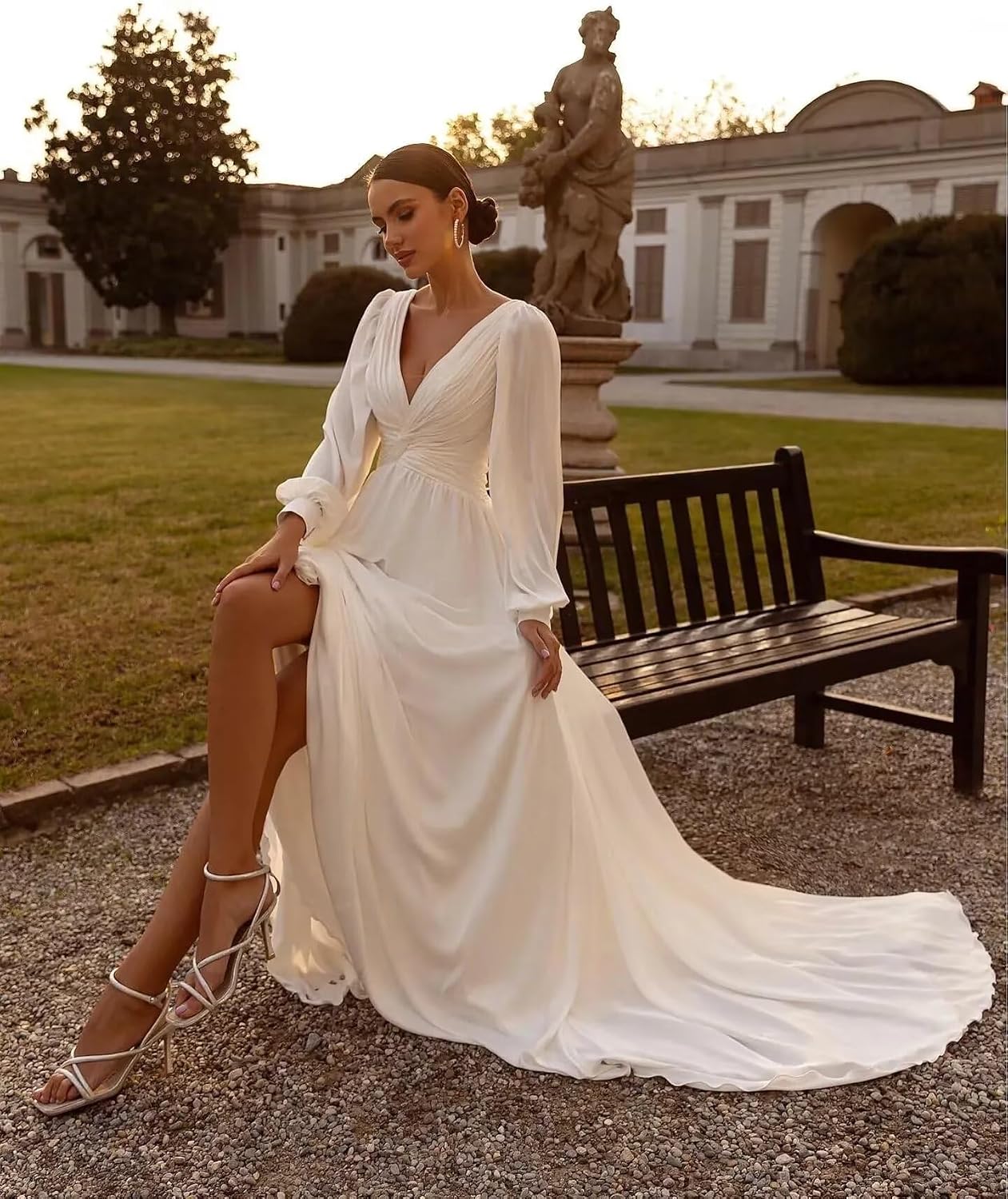 Western Wedding Dresses for Bride Lace Appliques Simple Boho Beach Bridal Ball Gown with Train for Women 2026