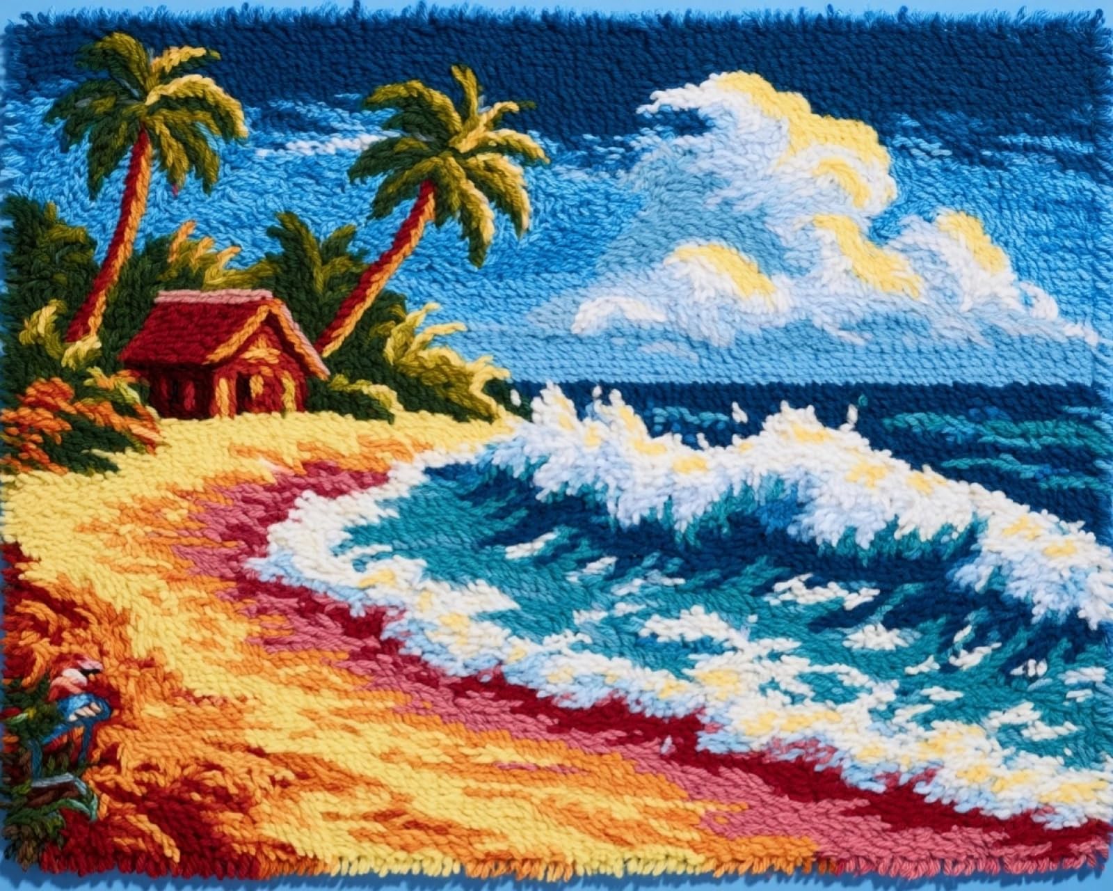 Wallphantom Hawaiian Landscape Latch Hook Rug Kits For Adults Beginners,
