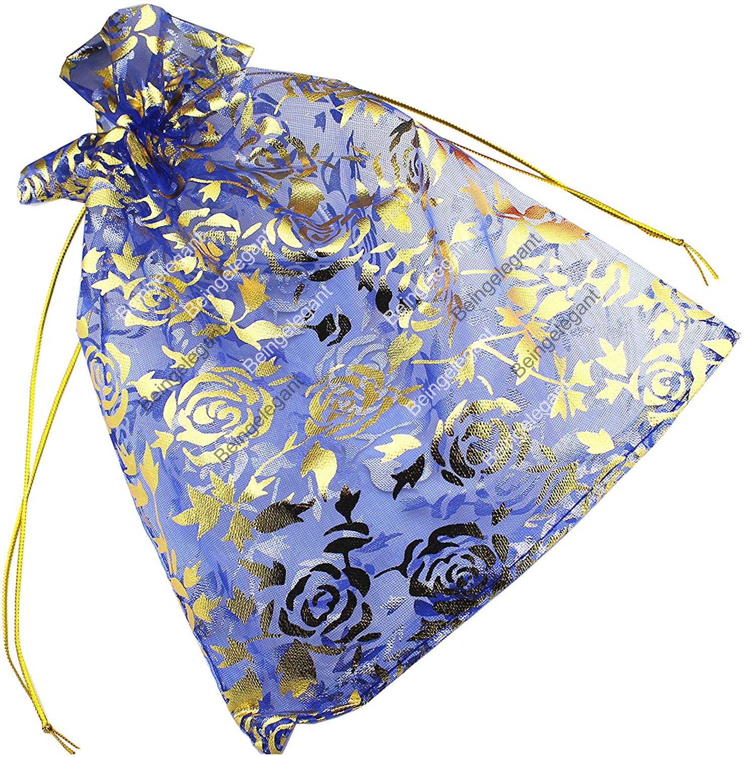 GenericBeingelegant 10 x 14 CM - 100 Pcs. Drawstring Heart Flower Bags Organza Jewelry Gift Pouch Candy Pouch Drawstring Wedding Favor Bags E