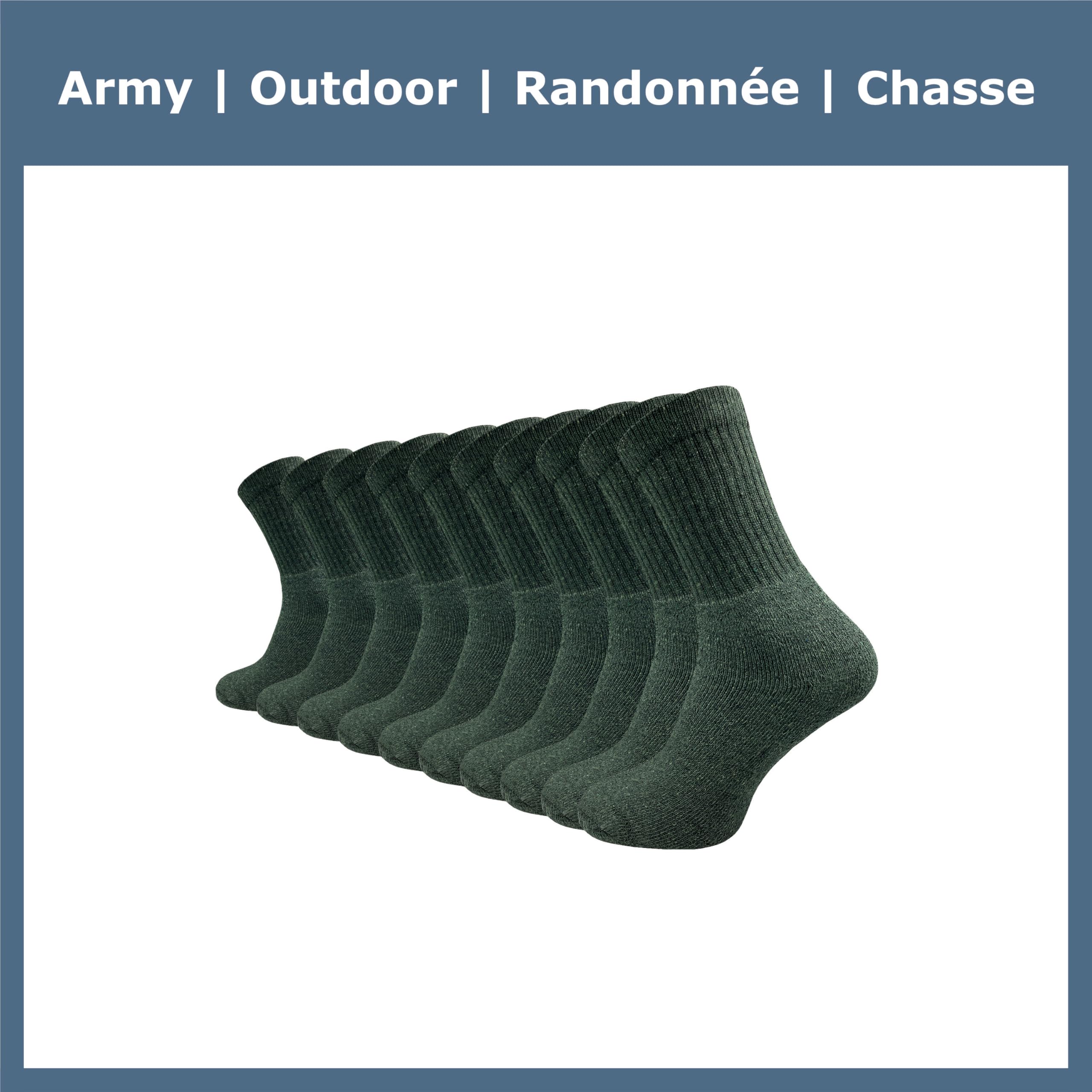 GAWILO Chaussettes Militaires et de Chasse 10 Paires - Pied en Tissu Éponge Renforcé