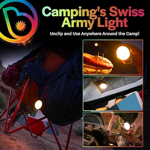 Miniatura 6 de Brightz SiteBrightz - Luz LED para tienda de campaña, clips magnéticamente en los bordes de la tienda de campaña, luces de campamento recargables