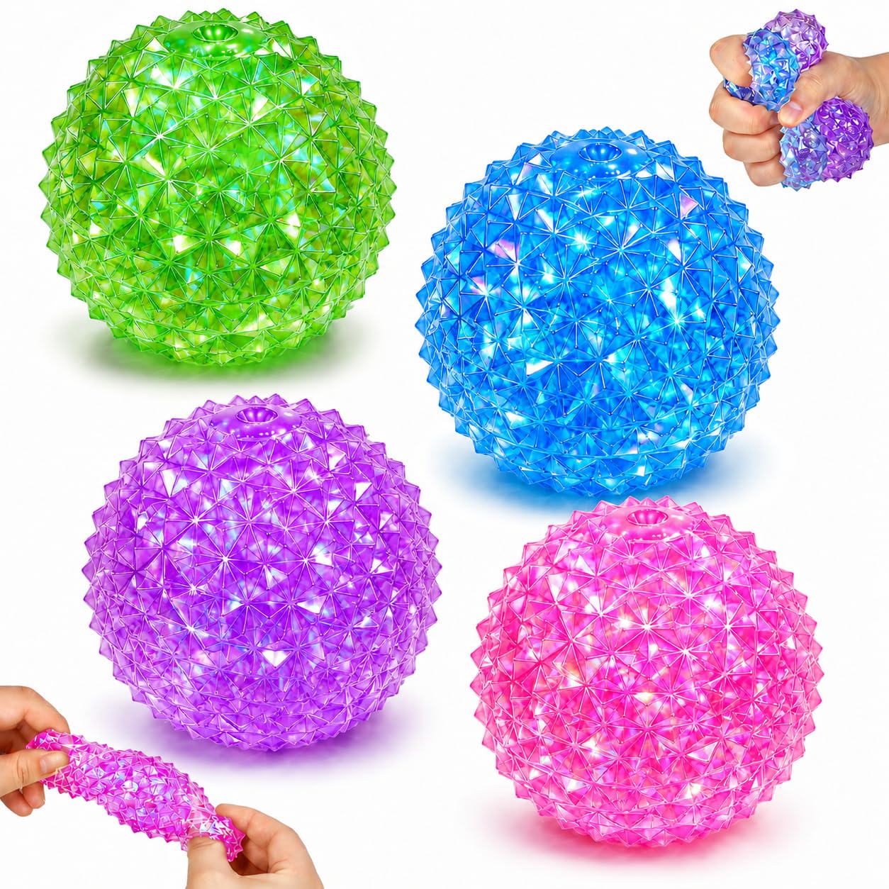 4PCS Glitter Ice Cube Squishy Fidget Toys,Glitter Diamond Stress Balls for Anxiety Stress Relief,Soft Sensory Stress Relief Toys for Kids & Adults, Squeeze Fidget Toys for Relaxation and Focus â image 1
