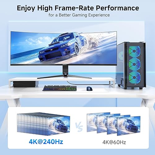 Miniatura 4 de Cable Matters Certificado VESA Cable DisplayPort 1.4 corto de 32.4 Gbps  3 pies, compatible con 8K 60Hz, cable DisplayPort 4K 240Hz 1.4 con