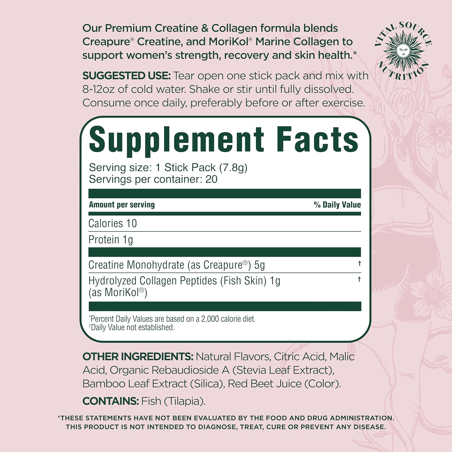 Vital Source Nutrition - FleXi - Creatine & Collagen Stick Packs - 5g Creapure Creatine Monohydrate + 1g MoriKol Collagen -Supports Strength, Recovery & Skin Health -20 Servings - Image 4