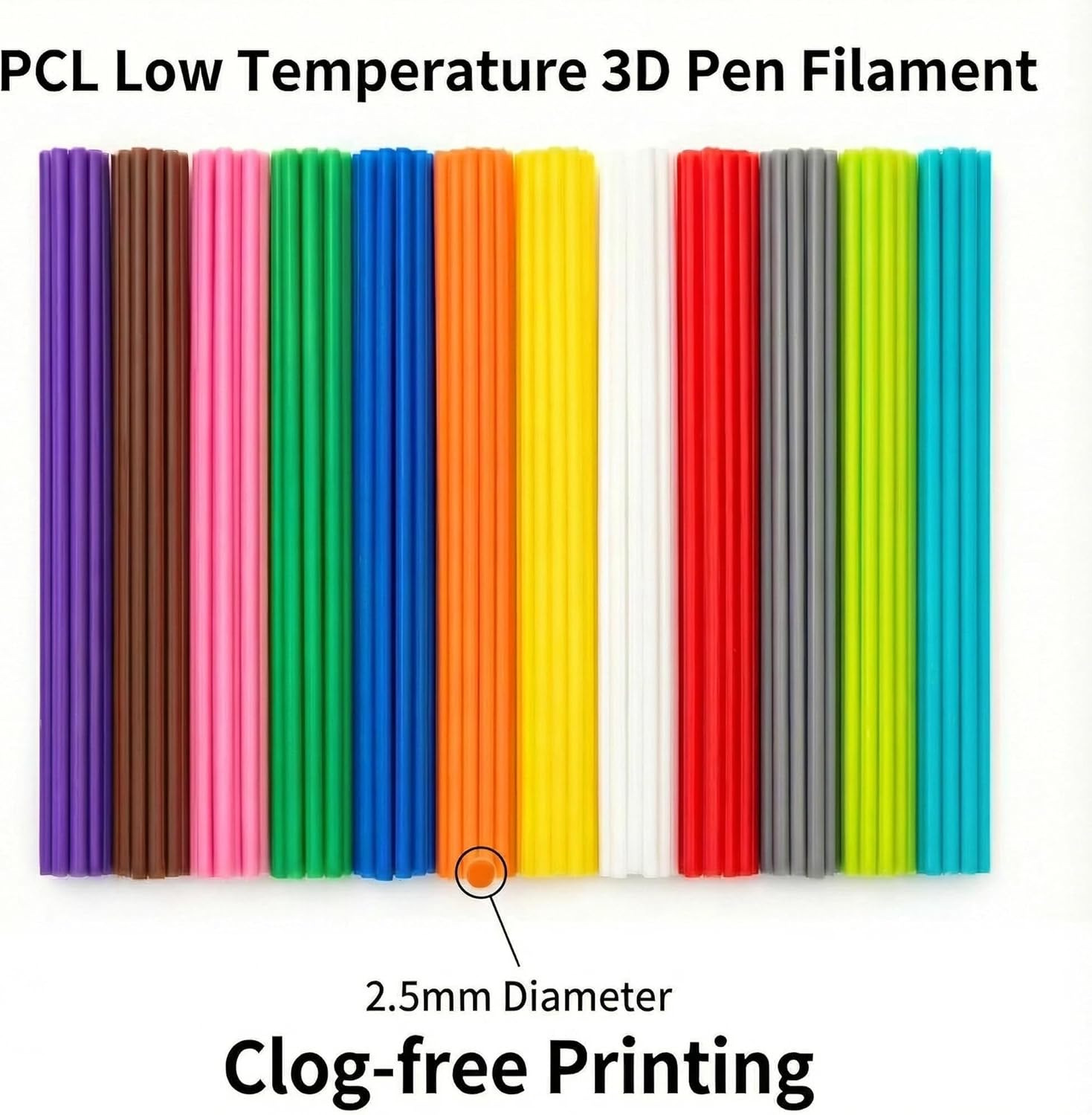 40 Colors Including 8 Glow in The Dark 3D Pen Filament Refills Compatible with 3Doodler Start+, Safe & Low Temperature 2.5mm PCL, Each Color 15cm x 4 pcs Total 160 pcs for Kids Gift