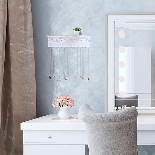 Miniatura 8 de Jetec 2 soportes para collares de pared, organizador de collar de pared con 60 ganchos, colgador de collares de acrílico para colgar joyas, soporte