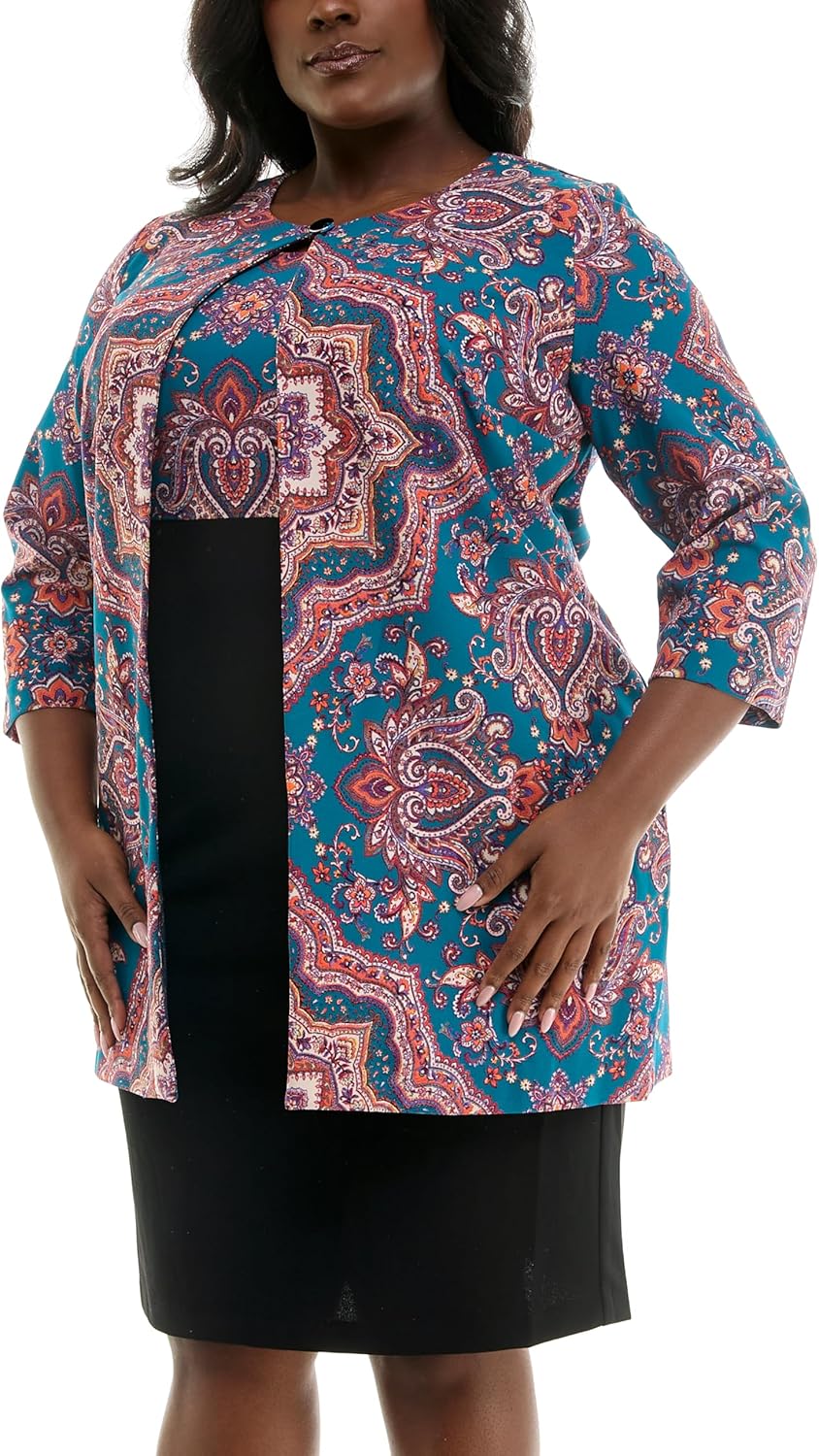 Danny & Nicole Womens Sleeveless Sheath Dress with Longline Jacket