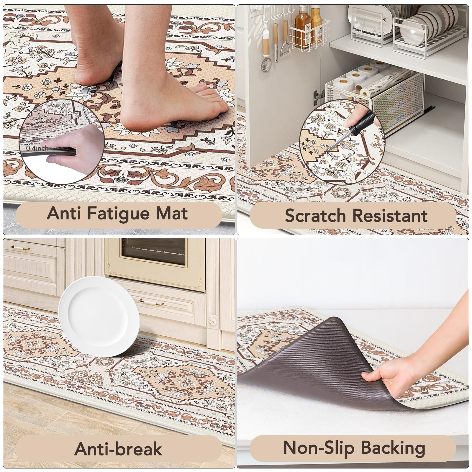 ROTTOGOON Kitchen Floor Mat Set - Anti-Fatigue Cushioned Mats 17x47 & 17x29 Inches, Non-Slip Waterproof Rug - View #5