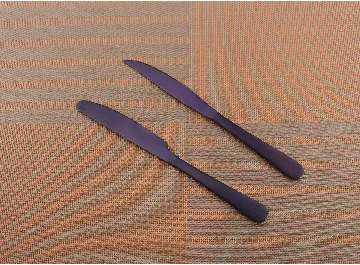 Stainless Steel With Titanium Colorful Plated Purple Flatware Set,Steak Knife Cutlery Set Knife Fork Salad Fork Dessert Spoon 36-piece, Service for 6 (Matte Purple)
