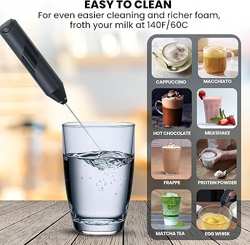 Miniatura 5 de Alpspeaks - Espumador de leche de mano con pilas (no incluido), soporte de acero inoxidable para cocina, cafetería, batidora de mano batidora de