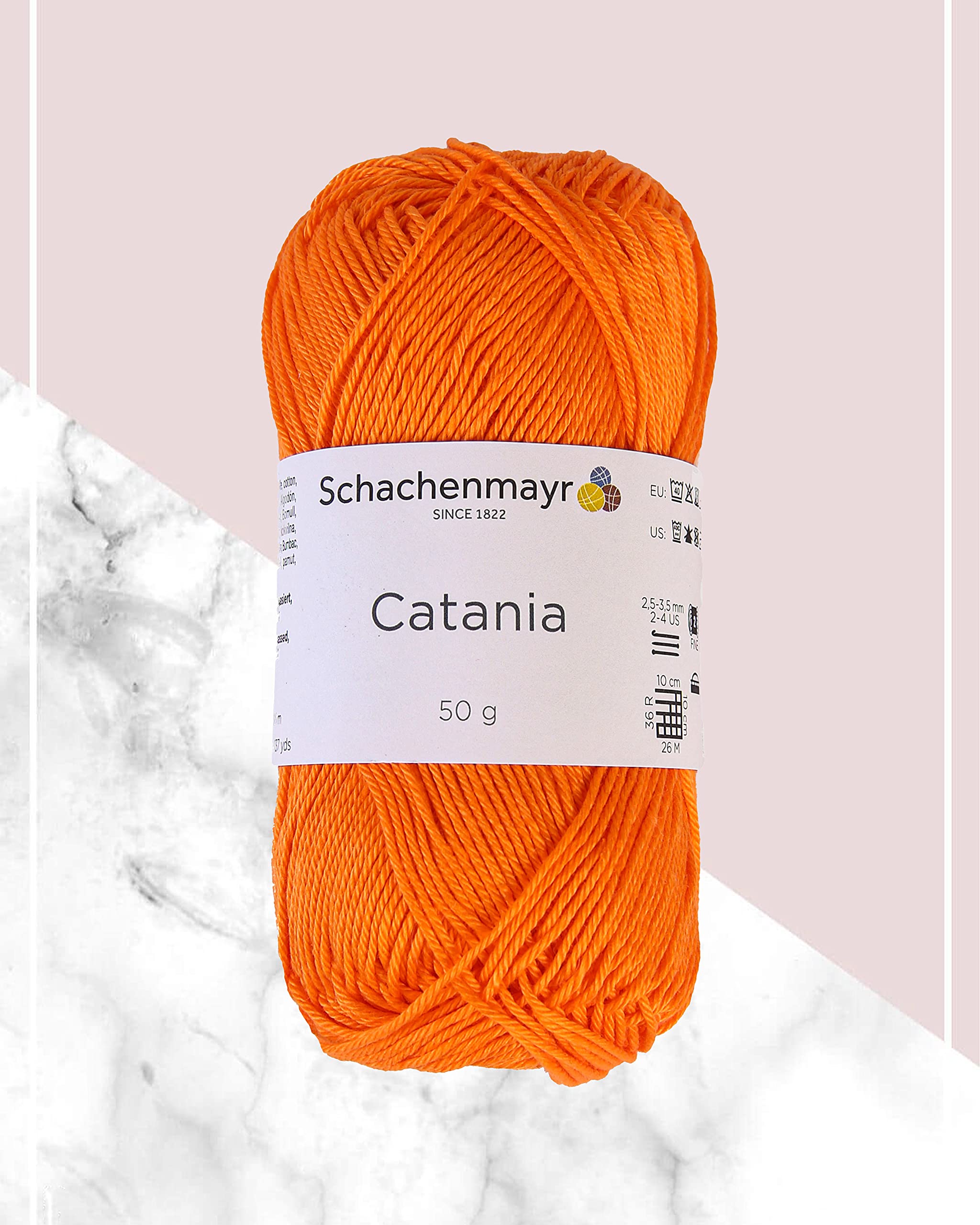 3 Skein SMC Catania Originals Cotton Yarn, Total 5.28 Oz. 100% Cotton, Each 1.76 Oz (50g) / 136 Yrds (125 m), Fine-Sport 2 (9801210-00281 - Orange, 3 Pack)