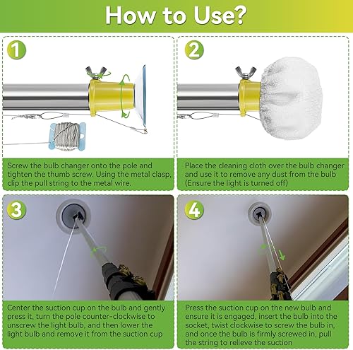Miniatura 6 de Dreyoo Cambiador de bombilla para techos altos y luces empotradas, cambiador de bombilla de ventosa compatible con DocaPole y otros postes de