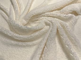 60" Wide Minky Faux Sherpa Fleece Lamb Wool Design Fabric by The Yard Ivory