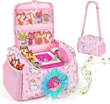 Carrying Case for Toniebox/Little Tikes Story Dream Machine Starter Set & Music Player Storage Carrier Bag Adjustable Strap Travel Storage Bag, Pink