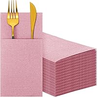 Vista 1 de 75 servilletas de papel de lino desechables Airlaid Servilletas de cena, toalla de mano para invitados con bolsillo integrado para cubiertos