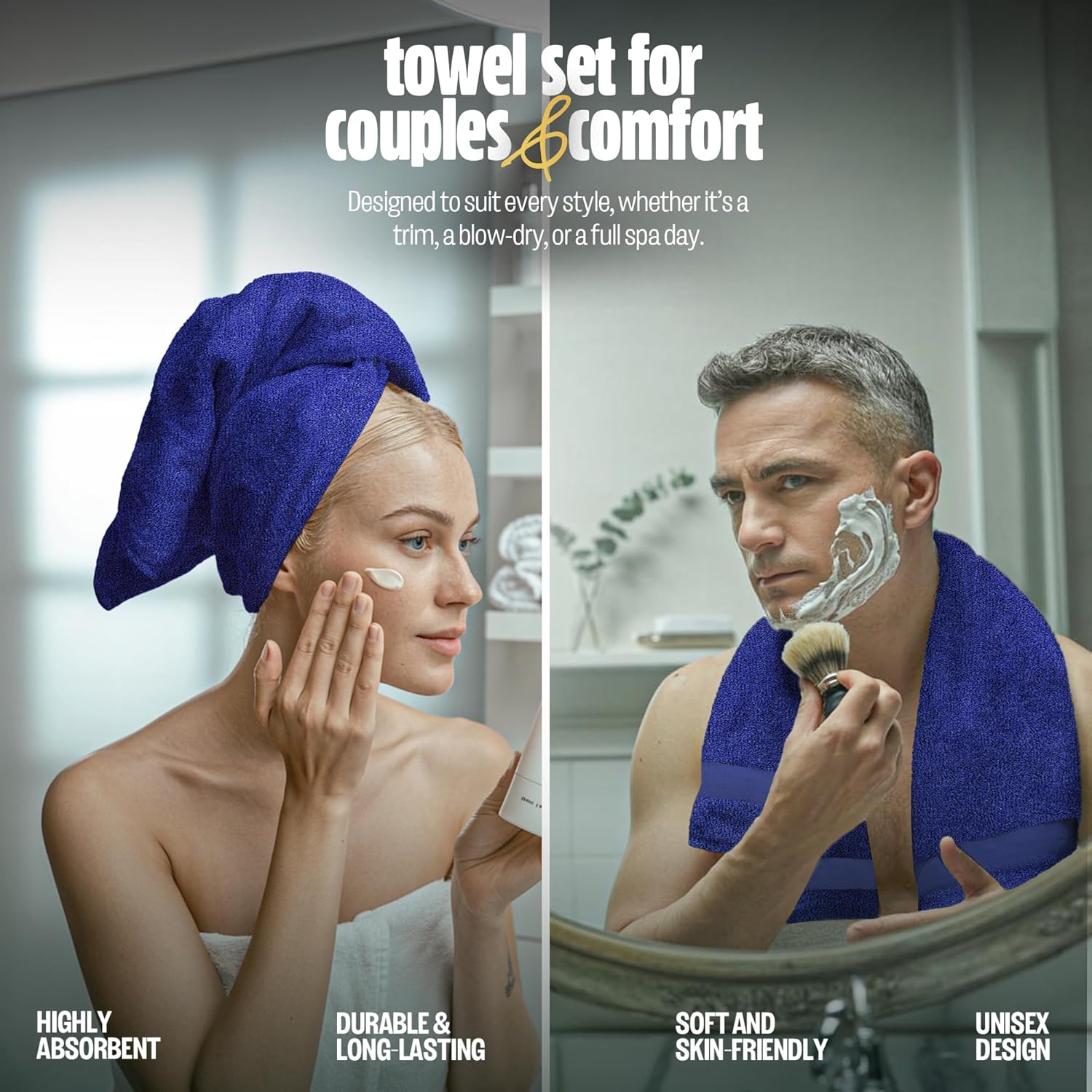 Pearl Linens Pack of 24 100% Cotton Hand Towels, Salon Towels for Spa, Gym and Bathroom Use, Hair Towels in Bulk, Soft, Absorbent, Quick Dry & Machine Washable, 16x27 inches, Royal Blue - Image 3