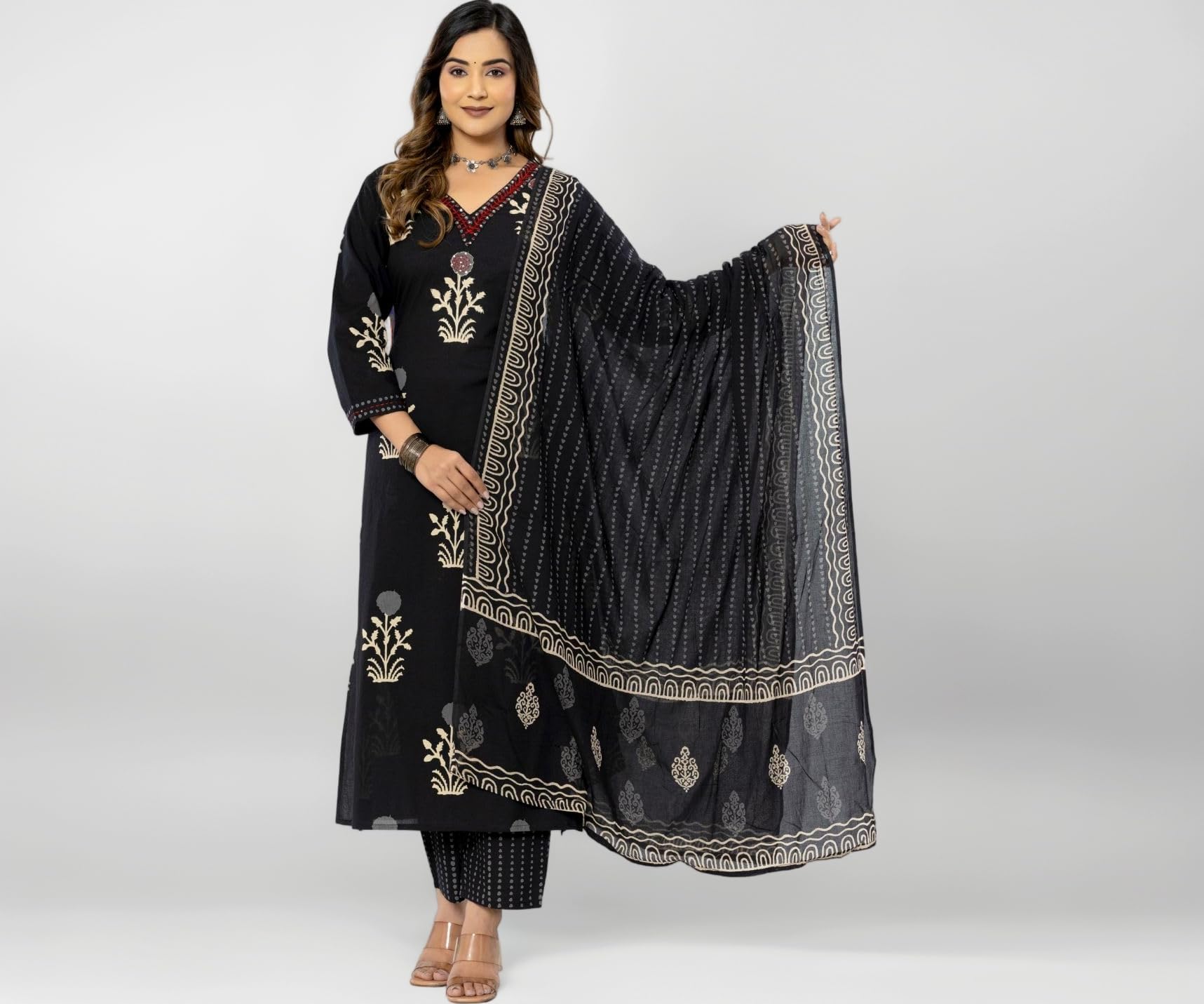 rytras Women Straight Kurta with Palazzos and Dupatta
