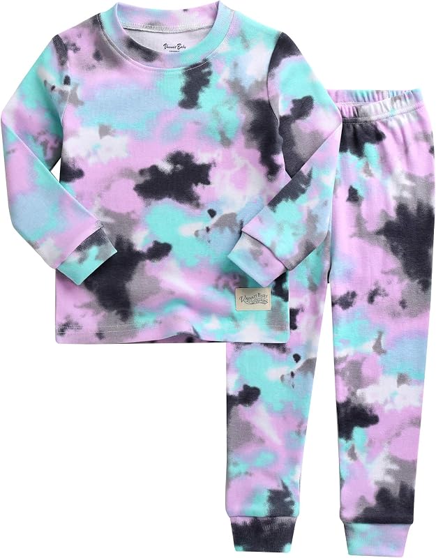 12M-12Y Toddler Kids Boys Girls 100% Cotton Marbling Tiedye Sung Fit Sleepwear Pajamas 2pcs Pjs Set