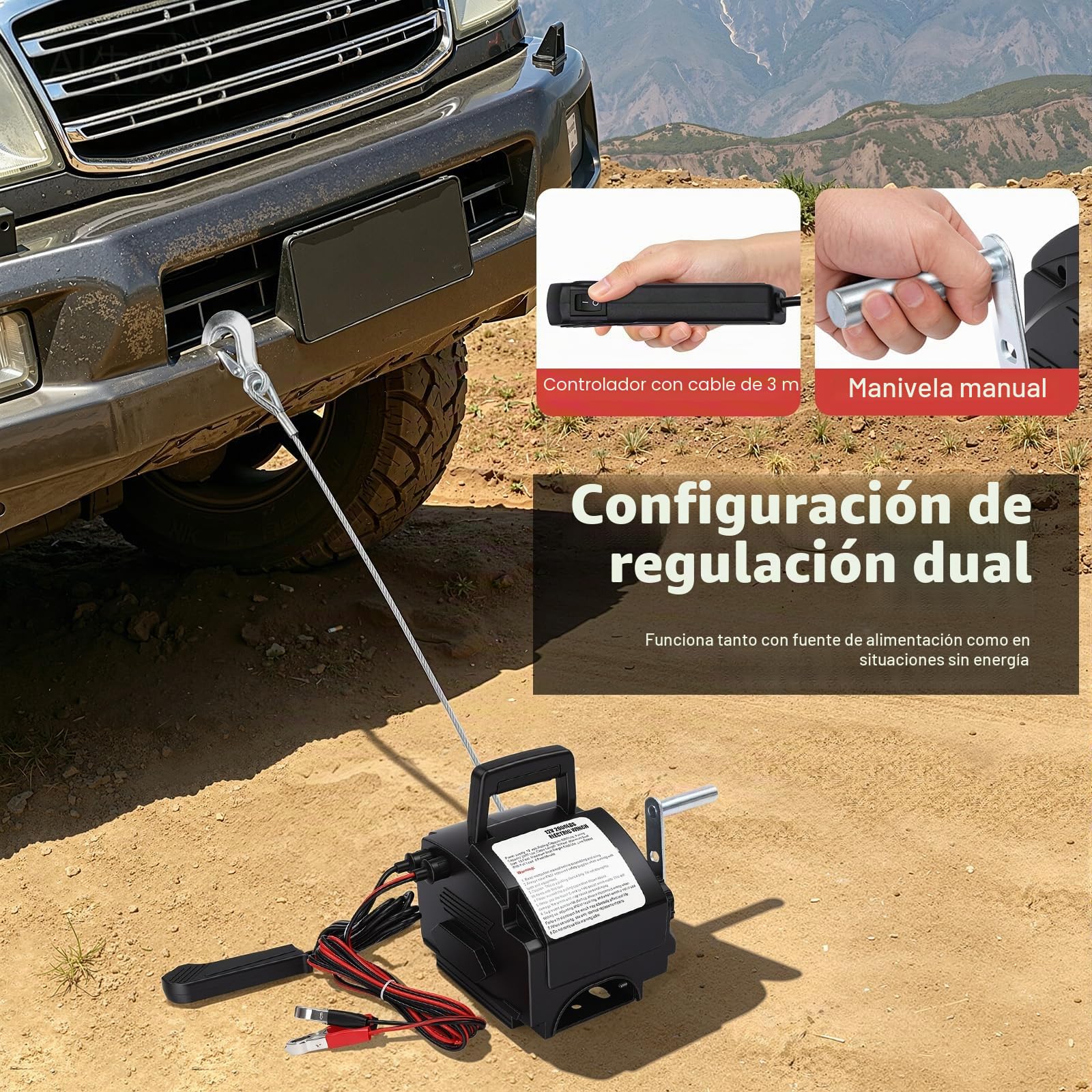Cabrestante eléctrico de 12 V con motor, Potente 2000 libras móvil cabrestante eléctrico Winch para disparar barcos, camiones y otros objetos pesados