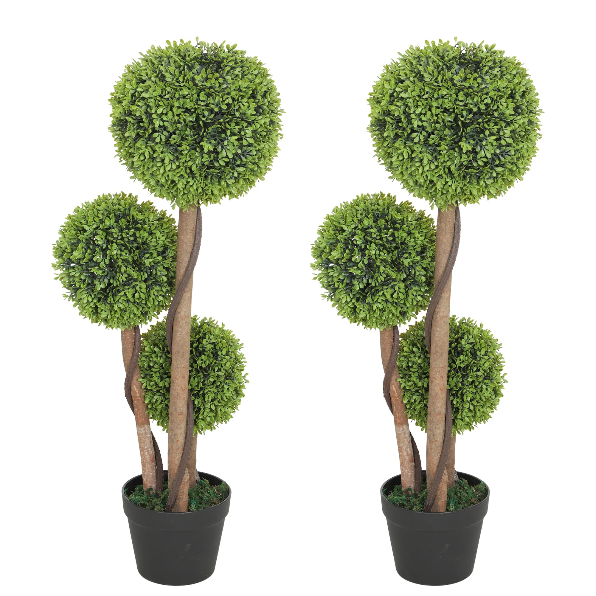 Homcom Green Artificial Plants Boxwood Ball Topiary Trees Set Of 2 Indoor Outdoor In