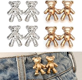 Pant Waist Tightener, Pants Button Tightener, Pants Tightener for Waist, Cute Bear Jean Buttons for Loose Jeans No Sew Button Pins for Jeans (8 pcs/4 Sets)