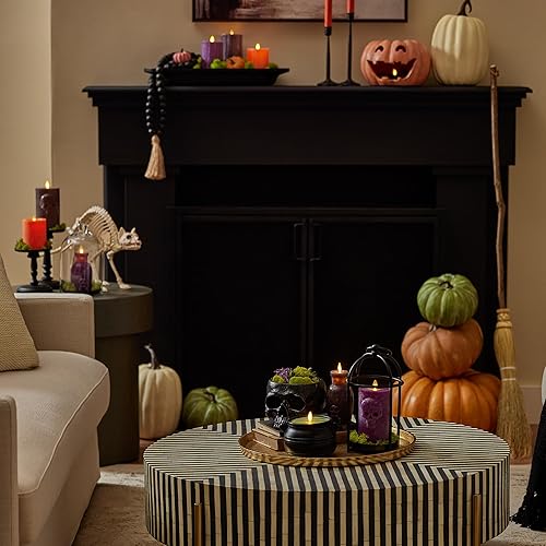 Miniatura 6 de Luminara Jack-o'-Lantern - Portavelas de calabaza – naranja 10 x 6.75 pulgadas – Cepillo seco de resina para Halloween, otoño, cosecha, festival