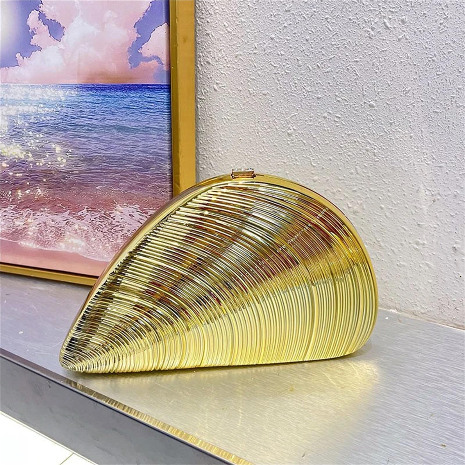 Muschel Tasche Kreative Muschelform Gold Geldbörse for Frauen Silber Tasche Hand-gehalten Abend Schulter Messenger Bag