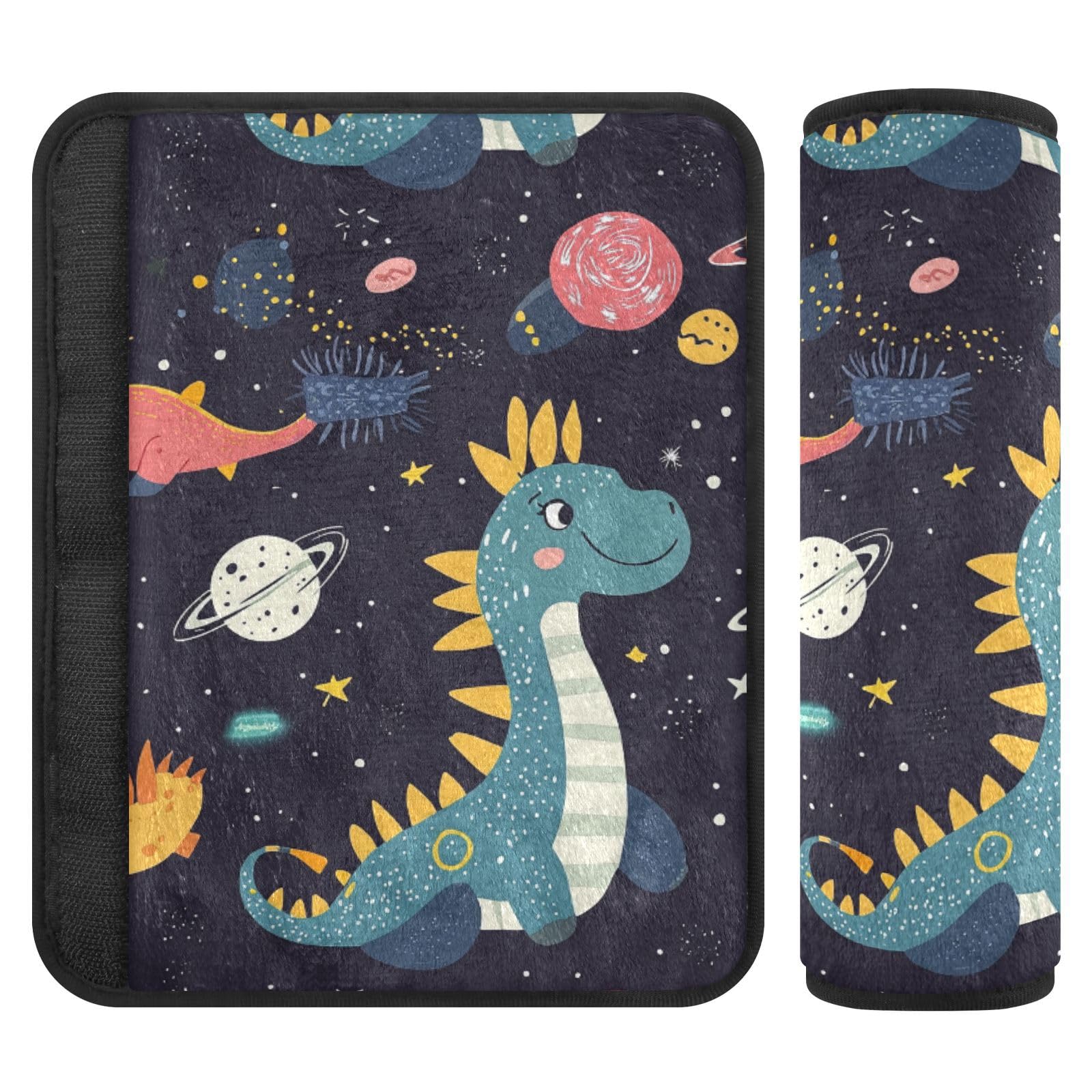 Seat Belt Covers 2 Pack Cute Dinosaur Car Seat Strap Covers Super Soft Space Car Seat Neck Cover for Boys Girls Adults Babies M
