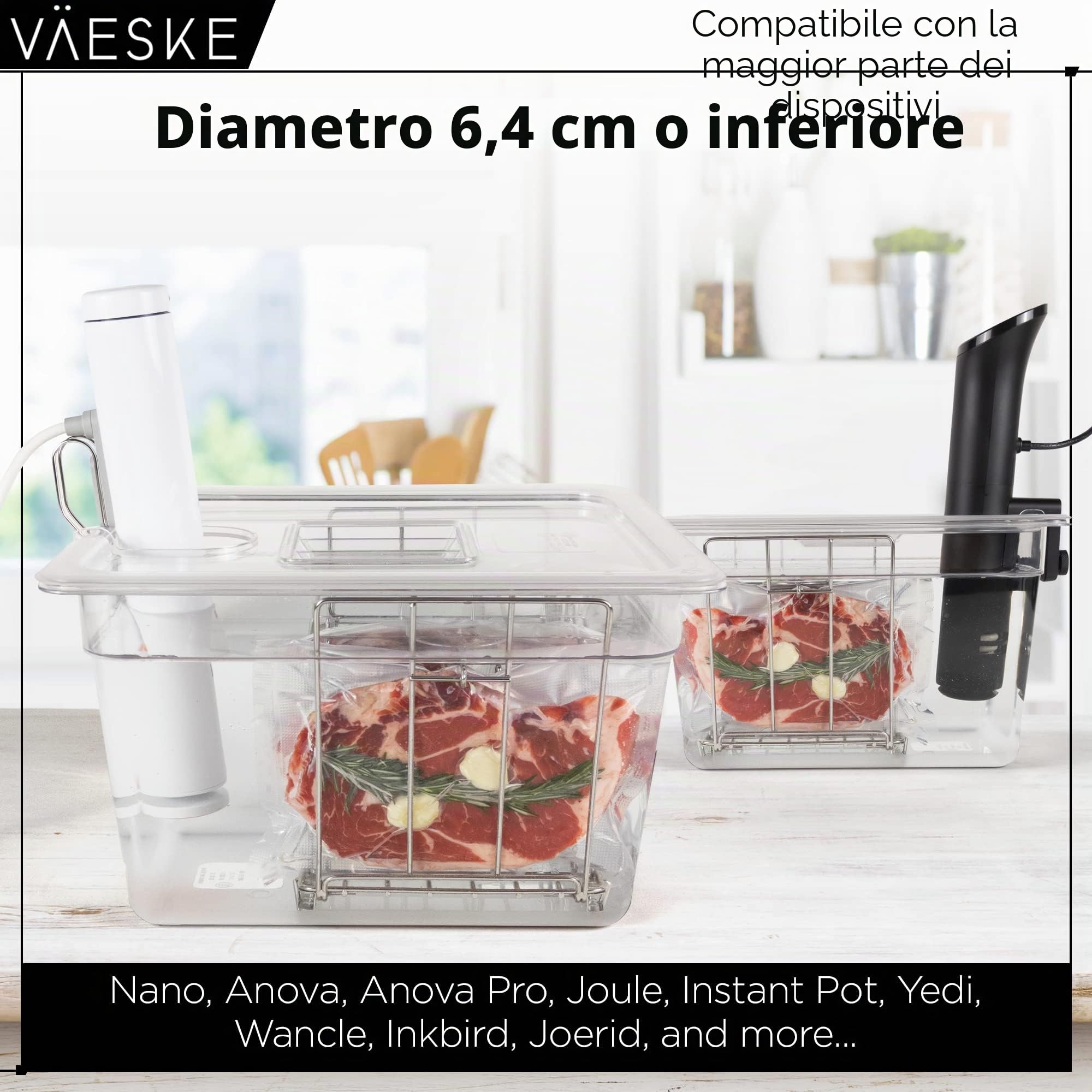 VÄESKE Contenitore Isolato Sous Vide con Coperchio e Rastrelliera, Trattiene il Calore e Protegge i Piani di Lavoro, Funziona con la Maggior Parte dei fornelli Sous Vide (11 L)