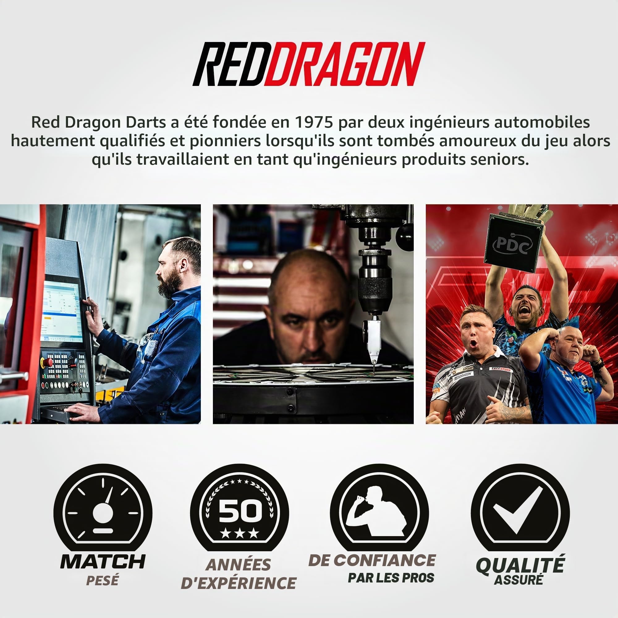 Red Dragon Razor Edge Jeux de fléchettes Professionnels – Tournoi de qualité Standard et Design Dragon Durable avec 2 fléchettes à Pointe en Acier et Laiton.