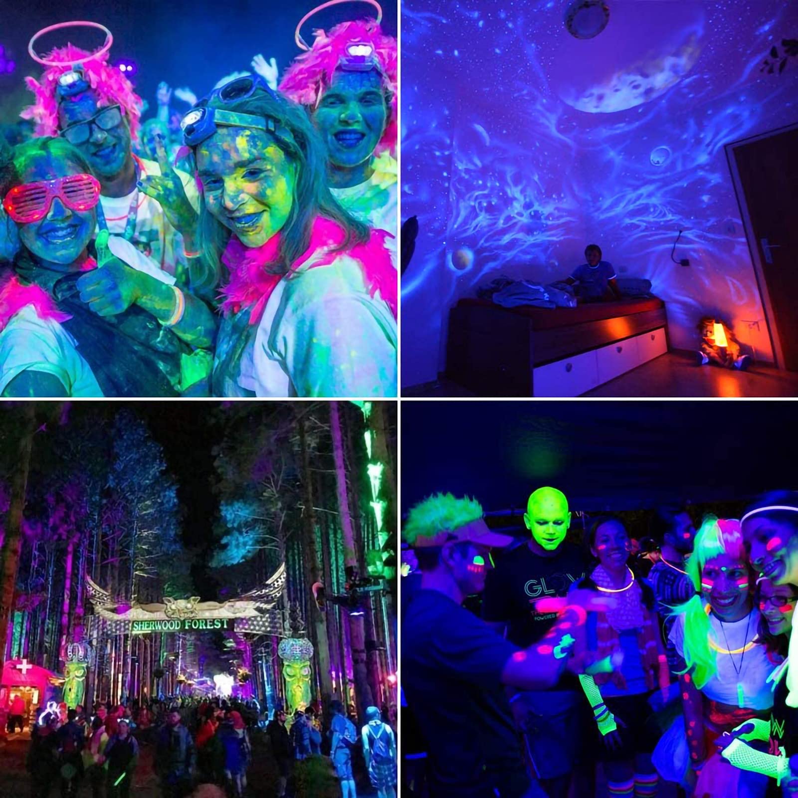 Eleganted 30W LED Luz Negra,395-400nm Foco UV, IP66 Impermeable Foco Fluorescente Exterior, Luz Ultravioleta para Bar, Discoteca, Fiesta, Pinta Corporal, Halloween